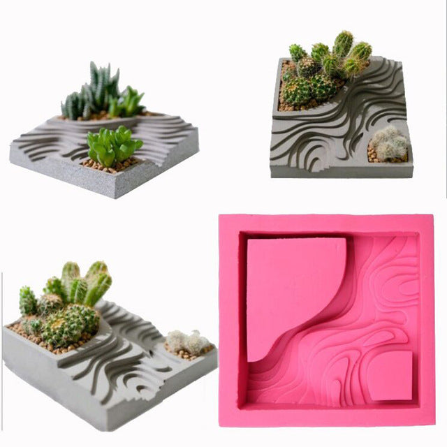 Cement Planter with Nordic Polygon Design and Mold