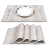 fanquare Faux Leather Placemats 4-Piece Table Mats Double-Sided Place Mats for Office Conference Table Dining Home Decor White