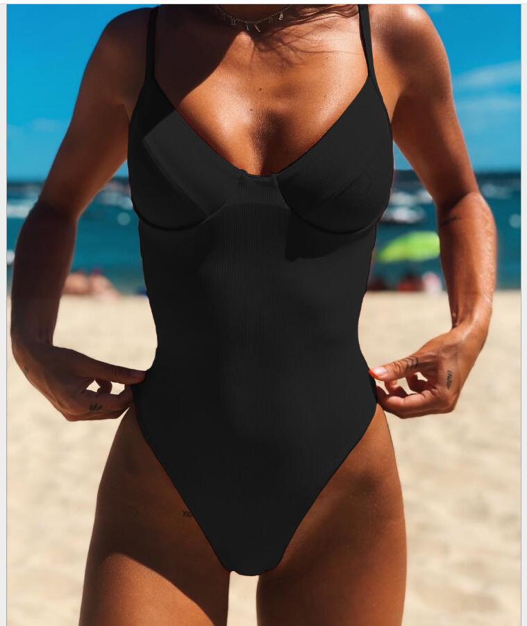 Solid Color Bikini One-Piece Swimwear Collection