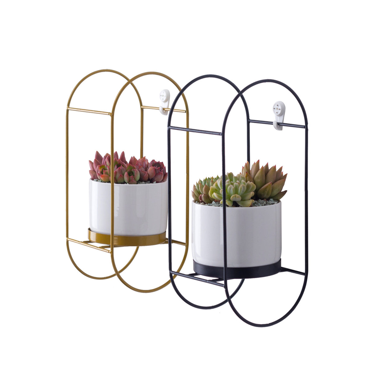 Ceramic Succulent Planter Set with Iron Stand