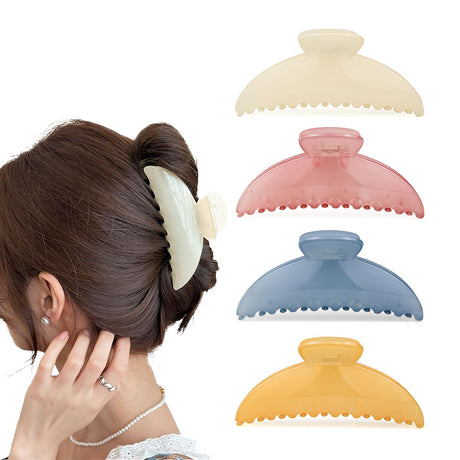 Hair Claw Clips for Thick Hair and Thin Hair (Pack of 4) Claw Clip for Women Multicolor Large Hair Clow Clips for Long Hair Fashion Hair Styling Accessories for Women