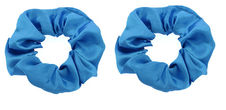 ZOONAI Women Teen Girls Satin Scrunchies Hair Accessories Elastic Hair Ponytail Holder Hair Tie - Set of 2 (Blue)