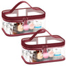 HAOGUAGUA 2 Pieces Clear Makeup Bags Cosmetic Toiletry Bags for Traveling Waterproof Travel Transparent TSA APPROVED Carry On Airport Airline Compliant Bag (2 PIECES RED)