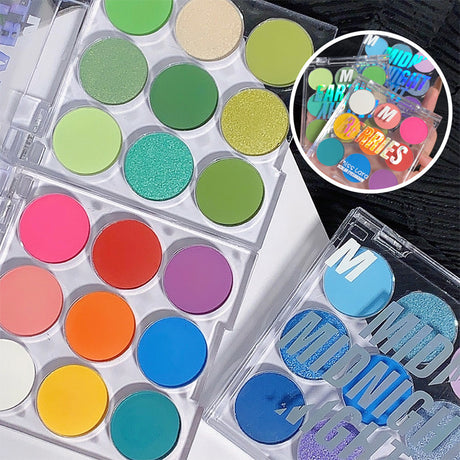 9-Color Rainbow Shimmer Eyeshadow Palette for Stage Makeup