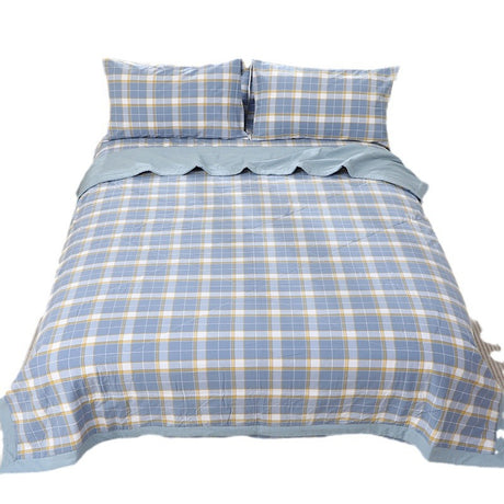 Plain Color Cotton Checkered Quilt for All Seasons