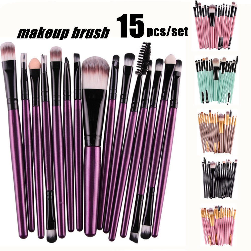 15-Piece Makeup Brush Set for Eyeshadow and Beauty