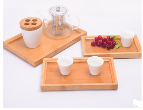 Bamboo Rectangular Serving Tray with Handle for Home
