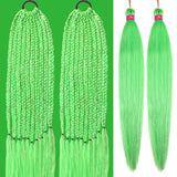Light Green with Tinsel Braiding Hair Pre Stretched 2 Packs 26 Inches Box Braids Hair Extensions Synthetic Pre Stretched Braiding Hair