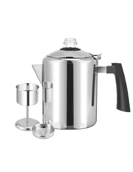 Percolator Coffee Pot304 Stainless Steel Coffee Percolator for Camping Outdoor Traveling Stovetop Fast Brew Kettle 9 Cups