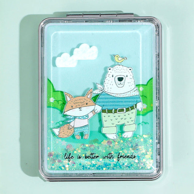 Rectangular Flowing Sand Makeup Mirror for Women