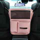 Leather Car Seat Backrest Storage Bag and Hook Pocket
