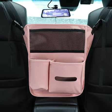 Leather Car Seat Backrest Storage Bag and Hook Pocket