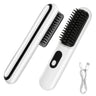 Cordless Hair Straightener Brush Mini Portable Straightening Brush for Travel USB Rechargeable Negative Ion Hot Comb Straightener for Lightweight Carry Handbag Storage Touch Up Busy Commute