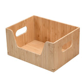 MobileVision Bamboo Storage Box with Open Front Stackable Bin Organizer to use in kitchen pantries cabinets and countertops 12 x 9 x 6 inches