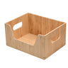 MobileVision Bamboo Storage Box with Open Front Stackable Bin Organizer to use in kitchen pantries cabinets and countertops 12 x 9 x 6 inches