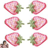 6 Pcs Fabric Strawberry Hair Clips Strawberry Accessories Strawberry Hair Clip Sweet Hairpins Pink Barrettes Duckbill Hair Accessories Clips and Barrettes for Women Girls