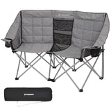 FUNDANGO Loveseat Camping Chairs Adults 2 Person Oversized Double Camping Chair for Outside Picnic Beach Travel Love Seat Camp Chair Oversized Grey