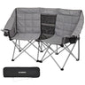 FUNDANGO Loveseat Camping Chairs Adults 2 Person Oversized Double Camping Chair for Outside Picnic Beach Travel Love Seat Camp Chair Oversized Grey