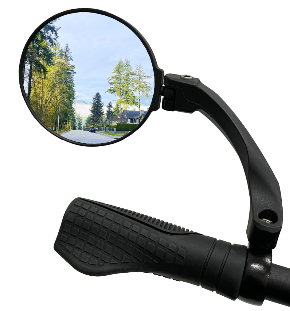 Hafny 2024 NEW Handlebar E-Bike Mirror Round Large Surface Mirror HD Automotive Grade Glass Bicycle Mirror Safe Blast-Resistance Cycling Mirror HF-M958-FR01 (Anti-glare Blue Left)