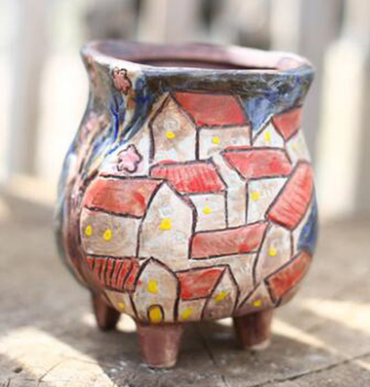 Hand-Painted Ceramic Succulent Planter Pot