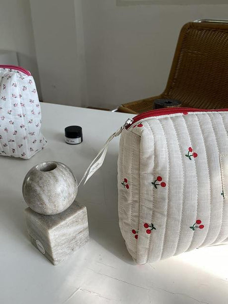 Korean Quilted Makeup Bag for Women - Cosmetic Pouch