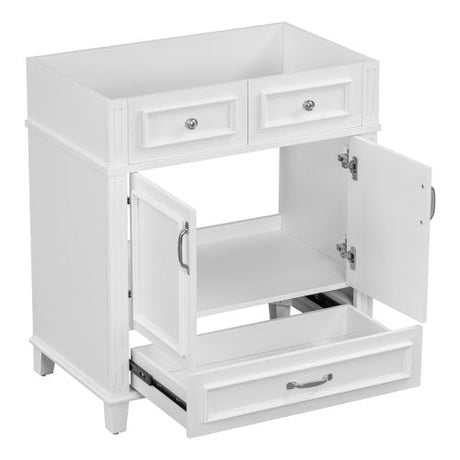 30 Inch Bathroom Vanity No Top, Solid Wood Frame Bathroom Storage Cabinet With Soft Close Door, Frame Only Bathroom Storage Cabinet, Vintage Style, White
