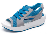 Breathable Women's Denim Mid-Heel Platform Sandals