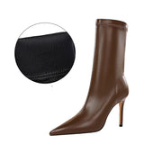 Pointed High-Heeled Sexy Short Boots for Women