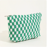 Large Wool Chessboard Cosmetic Bag