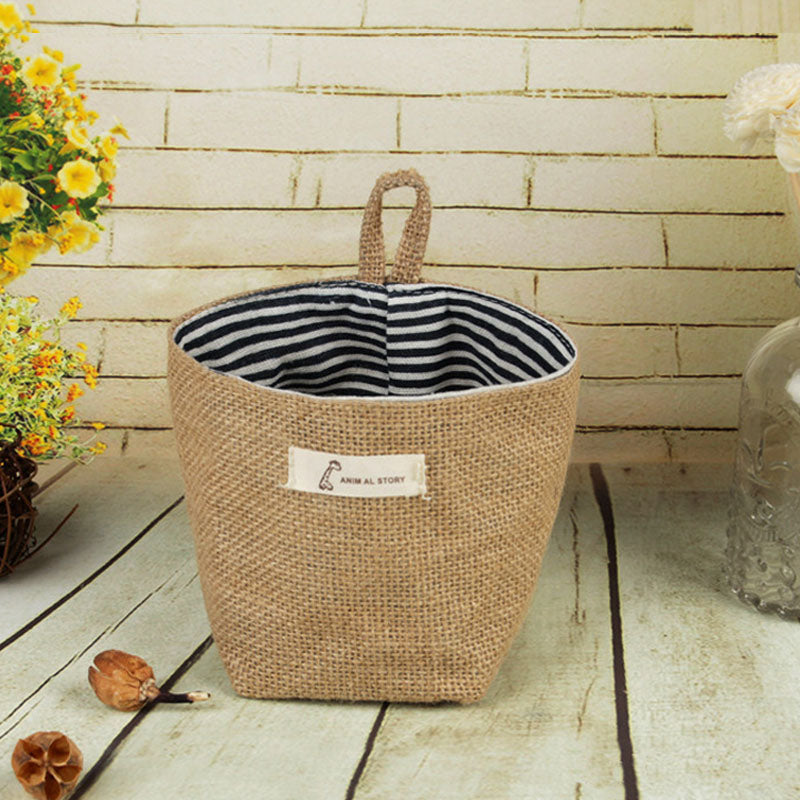 Cotton Linen Flower Pot Hanging Storage Bag