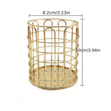 Golden Makeup Brush Holder for Desk and Home Organizer