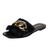 Women Slippers Causal Ladies Square Toe Flat Outdoor - Atlantic Shopping Mall