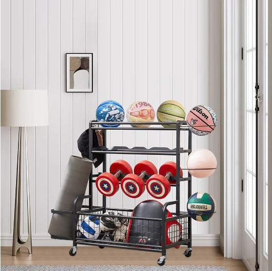 4-tier Metal Storage Shelves With Rolling Wheels