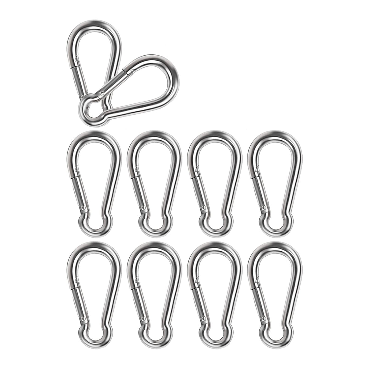 Spring Snap Hook Lsqurel 304 Stainless Steel Carabiner Steel Clips Keychain Heavy Duty Quick Link for Camping Hiking Traveling Fishing (2.36inch 10)