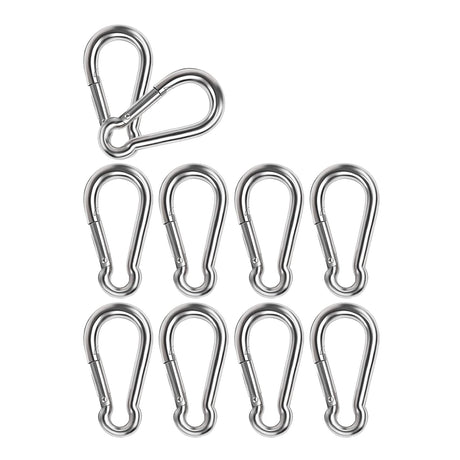 Spring Snap Hook Lsqurel 304 Stainless Steel Carabiner Steel Clips Keychain Heavy Duty Quick Link for Camping Hiking Traveling Fishing (2.36inch 10)