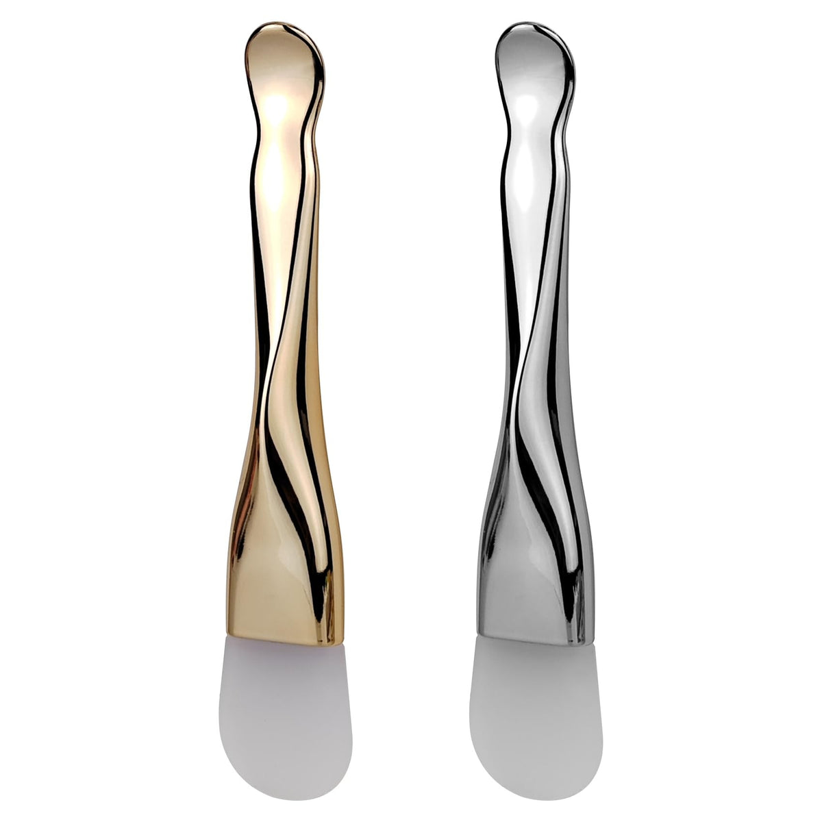 Silicone Face Mask Applicator 2 Packs Dual End Exfoliating Silicone Face Scrubber Soft Makeup Beauty Brush Tools for Clay Cream Gel and Mud Facial Masks (Gold&Silver)