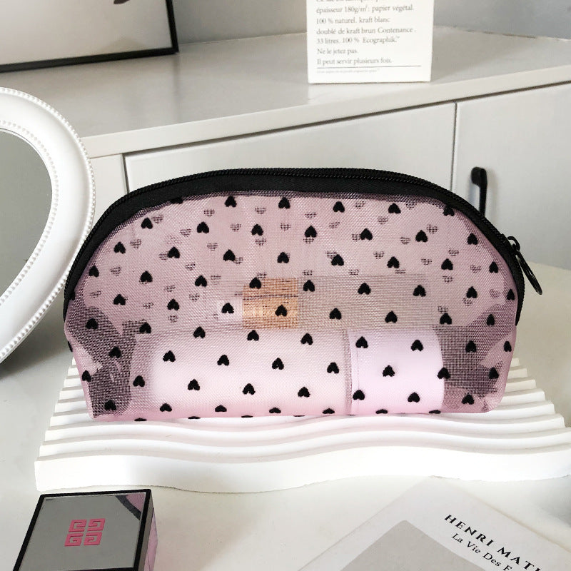 New Ins Heart Velvet Makeup Bag for Girls (Large Capacity)