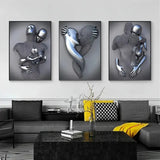 3pcs Frameless Metal Figure Canvas Art Prints for Home
