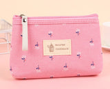 Letter Flower Print Canvas Makeup Bag for Women