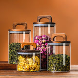 Airtight Glass Canister with Wood Lid for Kitchen Storage