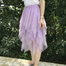 High Waist Irregular Mesh A-Line Puff Skirt for Women