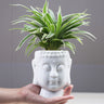 White Ceramic Succulent Planter with Buddha Statue Decor