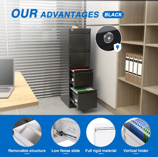4 Drawer File Cabinet, Metal Vertical File Storage Cabinet With Lock