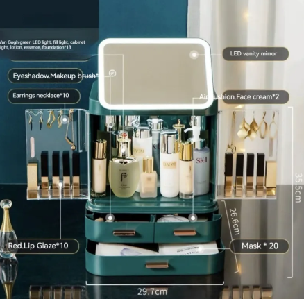 Lighted Mirror Makeup Storage Box