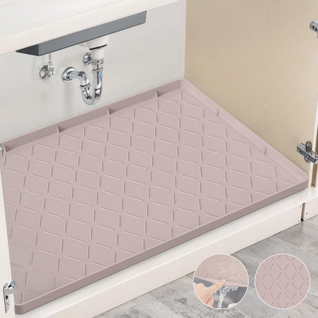 Ruinovate 31" x 22" Under Sink Mat for Kitchen Waterproof Sink Protectors for Kitchen Sink Under Sink Organizers and Storage Silicone Mats for Kitchen Counter Under The Sink Organizer (Taupe)