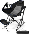 HAPPYGRILL Hammock Camping Chair Folding Camping Swinging Chair with Retractable Footrest Cozy Head Pillow Carrying Bag Portable Lightweight Rocking Chair for Camping Fishing Picnic