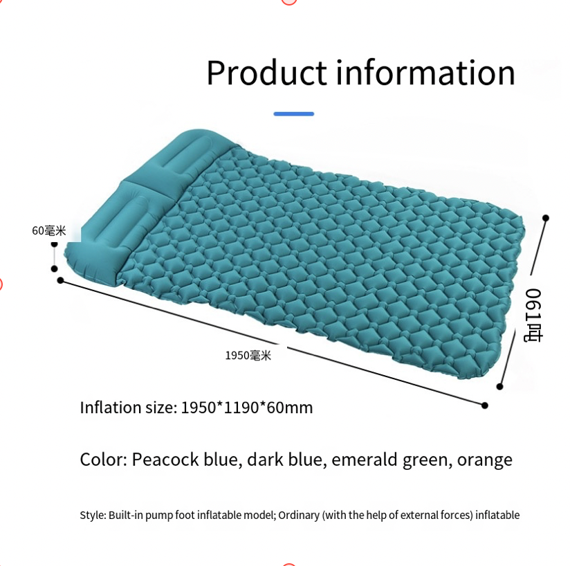 Inflatable Double Camping Mattress with Built-in Pump