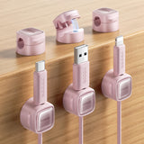 6 Pack Magnetic Cable Clips – Cord Organizer & Holder Toocki Adhesive Cable Management Wire Holder for USB Charging Cables Ideal for Home Office Car Desk and Nightstand-Pink