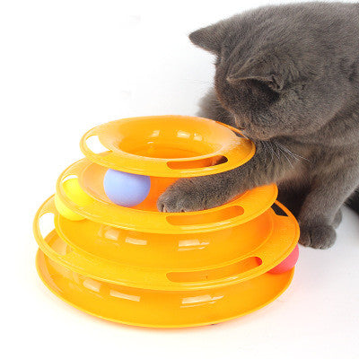 Interactive 4-Layer Cat Toy Puzzle Track Tower