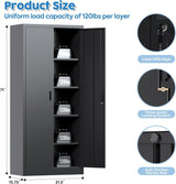 Metal Garage Storage Cabinet With Lock, Steel Lockable File Cabinet With 2 Doors And 4 Adjustable Shelves For Office,Home,Garage, Storage, Assembly Required, Black